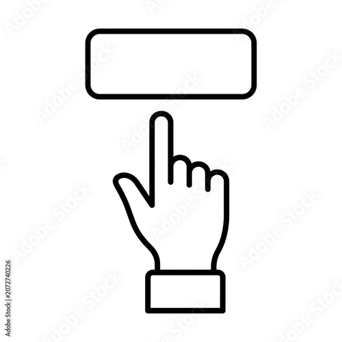 Line icon of a hand pressing a button