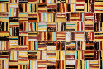 Colorful modern ceramic mosaic tile wall pattern in Portugal
