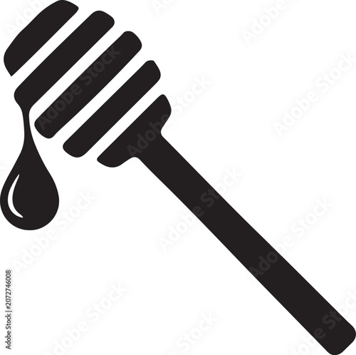 Obraz na plátně Honey Dipper Black Silhouette Beekeeping Vector