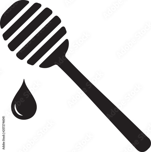 Foto Honey Dipper Black Silhouette Beekeeping Vector