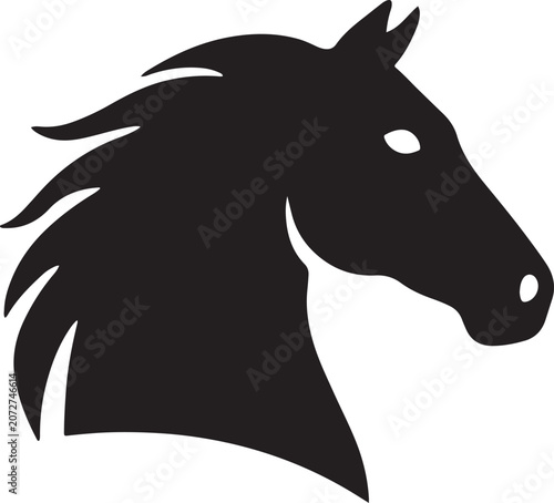 Horse Head Black Silhouette Vector Illustration