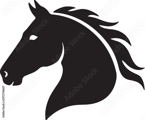 Horse Head Black Silhouette Vector Illustration