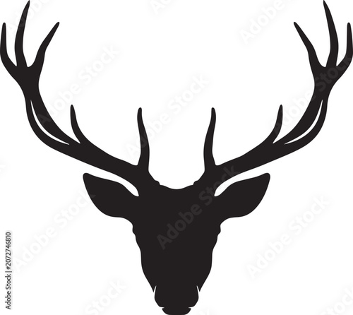 Deer Antlers Head Black Silhouette Vector