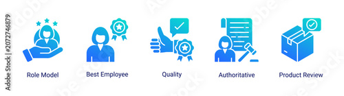 Tableau sur toile Authority icon set featuring leadership,quality,loyalty and professional excellence concepts for trusted organizations