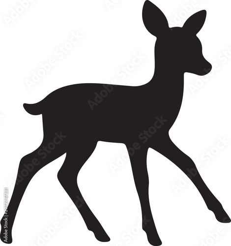 Deer Fawn Black Silhouette Animal Vector