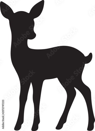 Deer Fawn Black Silhouette Animal Vector