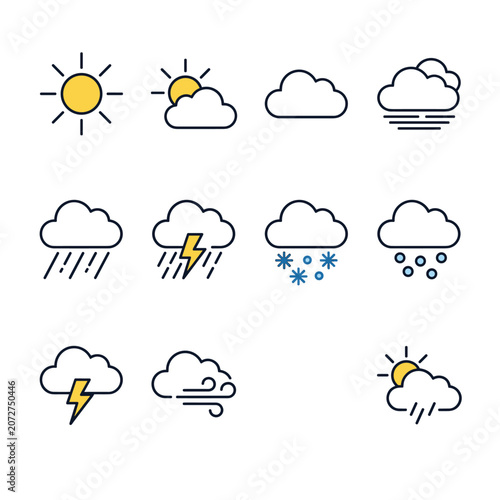Weather Icons With Sun With Cloud With Rain