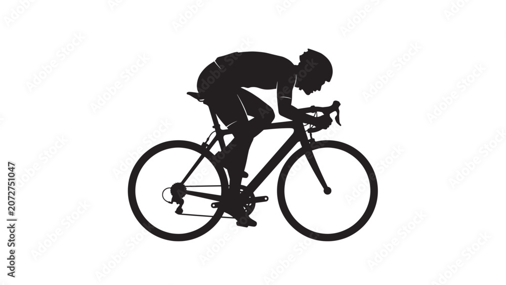 Obraz premium Road Cyclist Racing Silhouette Black Vector Illustration for Triathlon Cycling Club Sports Fitness Event Logo and Graphic Design