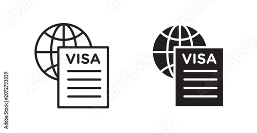 Visa icon vector design illustrations. line and solid styles