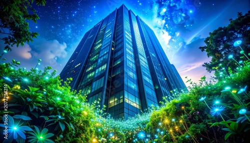 Singapore Skyline and Modern Cityscape at Night with Illuminated Skyscrapers and Urban Architecture Reflection View