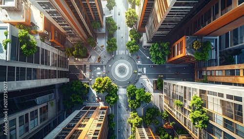 Sustainable urban green architecture design concept.