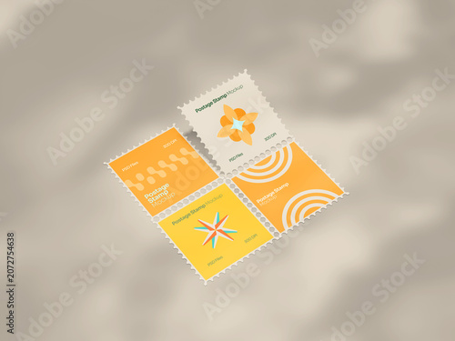 Fotografie Angled Postage Stamp Sheet Mockup