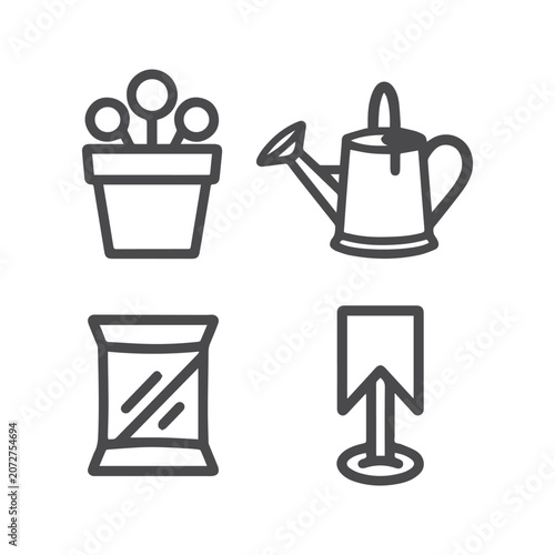 Gardening icons for planting and watering