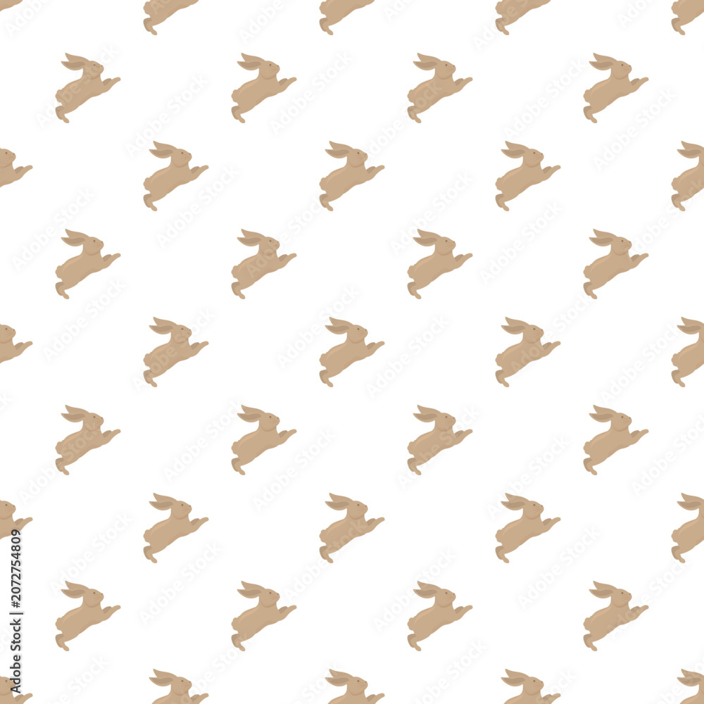 Naklejka premium Leaping cute bunny rabbits creating a simple seamless pattern on white background