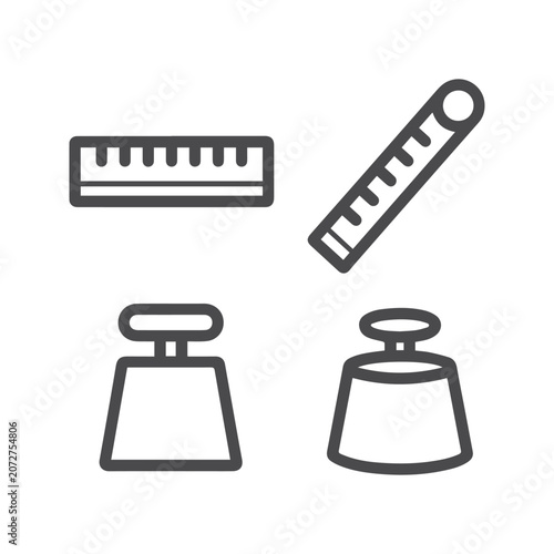Ruler and weight icon set
