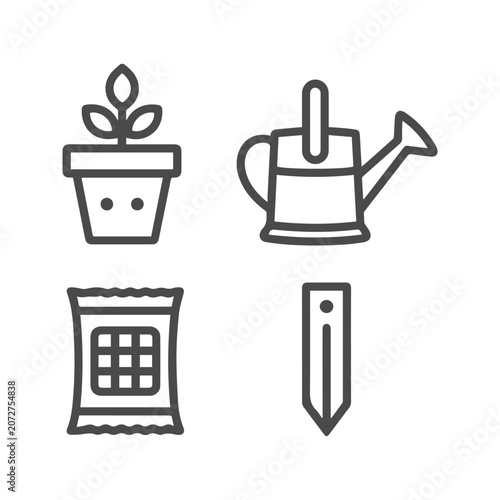 Gardening tools icon set