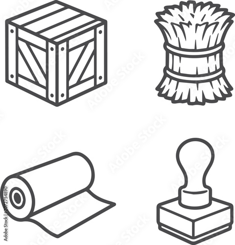 Four Icons Of Business And Delivery Items