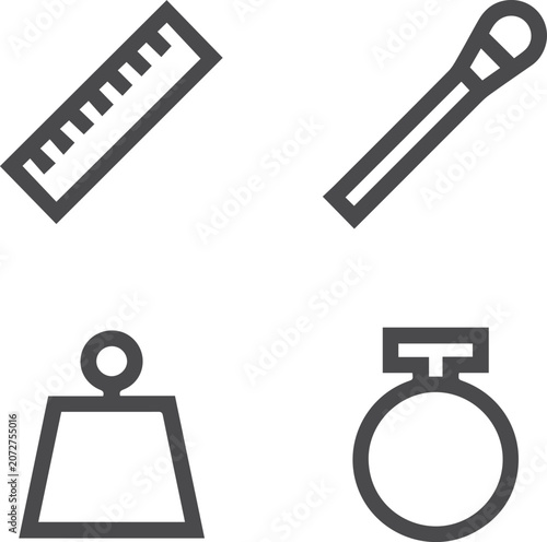 Iconic Set Of Four Different Objects In Black And White