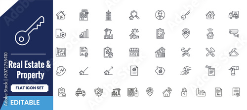 Canvas-taulu Real estate property flat icon set housing market investment and homeownership