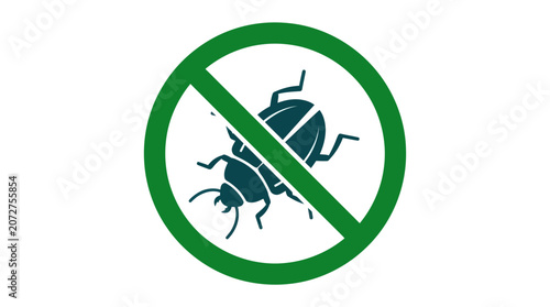 Billede på lærred Anti-pest symbol with insect in green circle.
