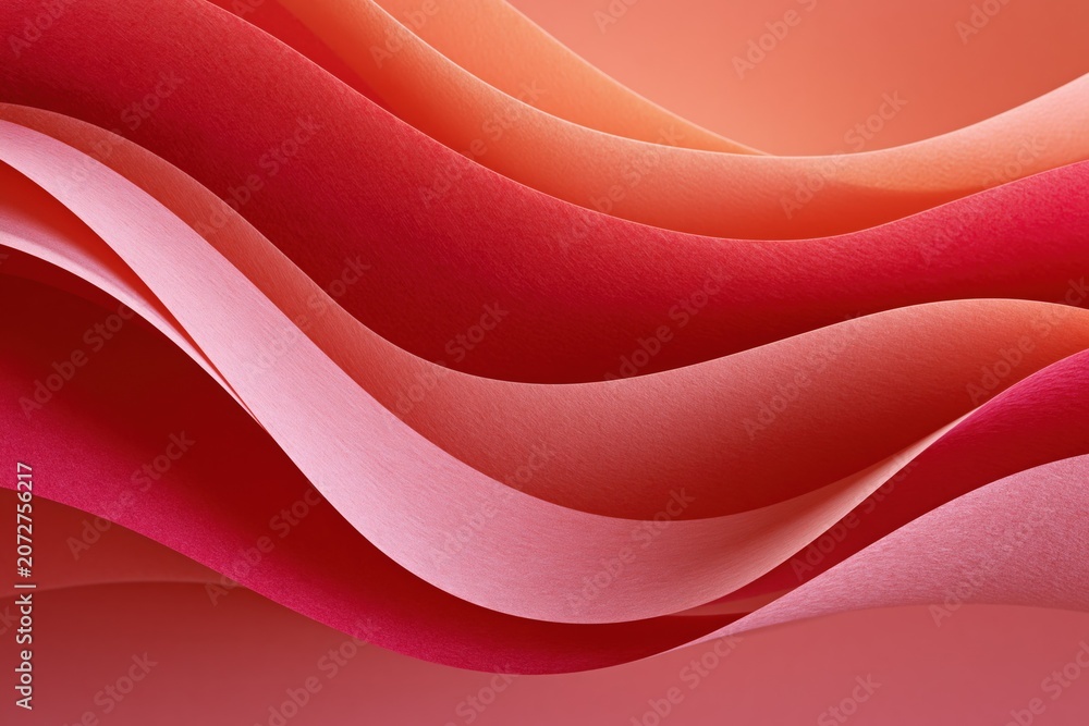 Fototapeta premium Red layered paper wave abstract with soft gradients for elegant wallpaper and background design
