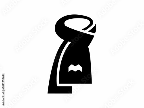 Foto Black shawl icon in a simple flat silhouette style