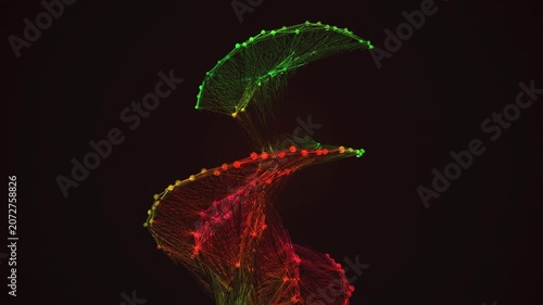 Cinematic 4K seamless loop of a glowing thermal neural network of sphere nodes firing and connecting in a seamless plexus with deep cinematic detail.