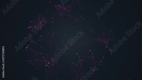 Abstract 4K UHD loop featuring a glowing glass neural network of sphere nodes firing and connecting in a seamless plexus drifting in hypnotic slow motion.