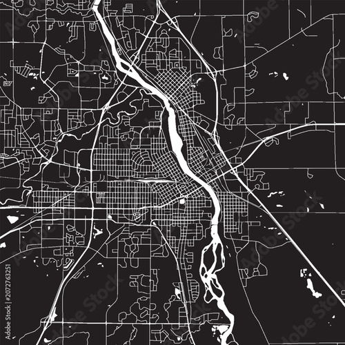 Canvastavla St Cloud Minnesota Vector Map, Detailed City Street Map Black and White Minimali