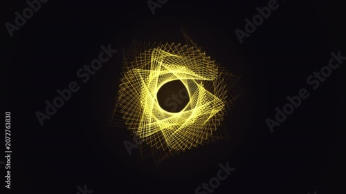 Abstract 4K UHD loop featuring a glowing gold enneagram sacred-geometry pattern breathing in radial symmetry in rich volumetric light. Ideal for mindfulness, relaxation. 4K UHD.