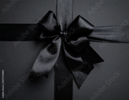Elegant black ribbon bow gift decoration