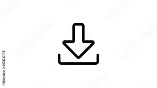 Download Icon with Down Arrow Symbol on White Background