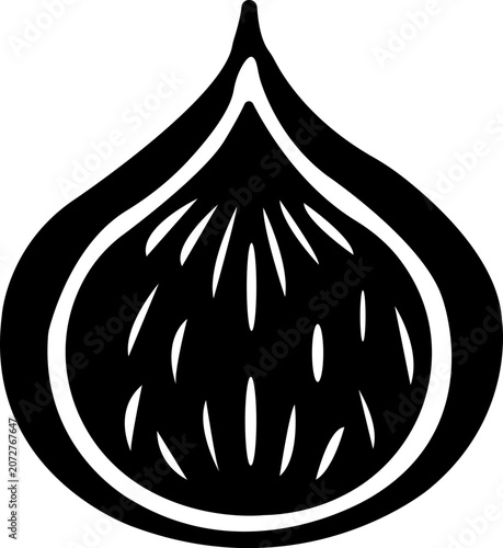 Foto A set of Four black illustrations of figs in different stages of ripeness and detail simple line