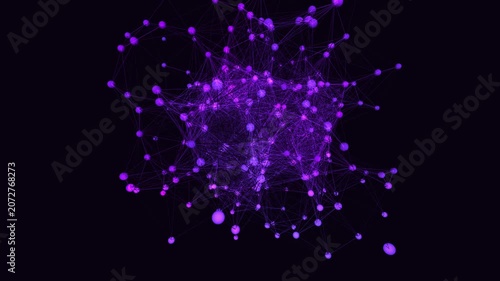 Cinematic 4K seamless loop of a glowing turquoise neural network of sphere nodes firing and connecting in a seamless plexus in crisp volumetric detail.