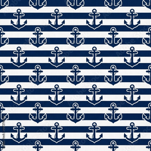 Seamless pattern of nautical stripes and anchors pat…