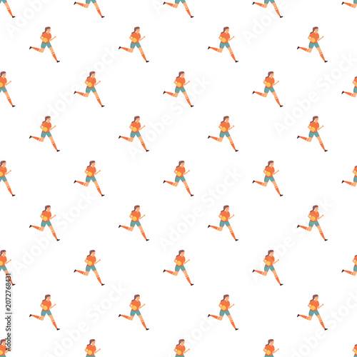 Tablou pe pânză Woman athlete running in full stride forming a repeating seamless pattern