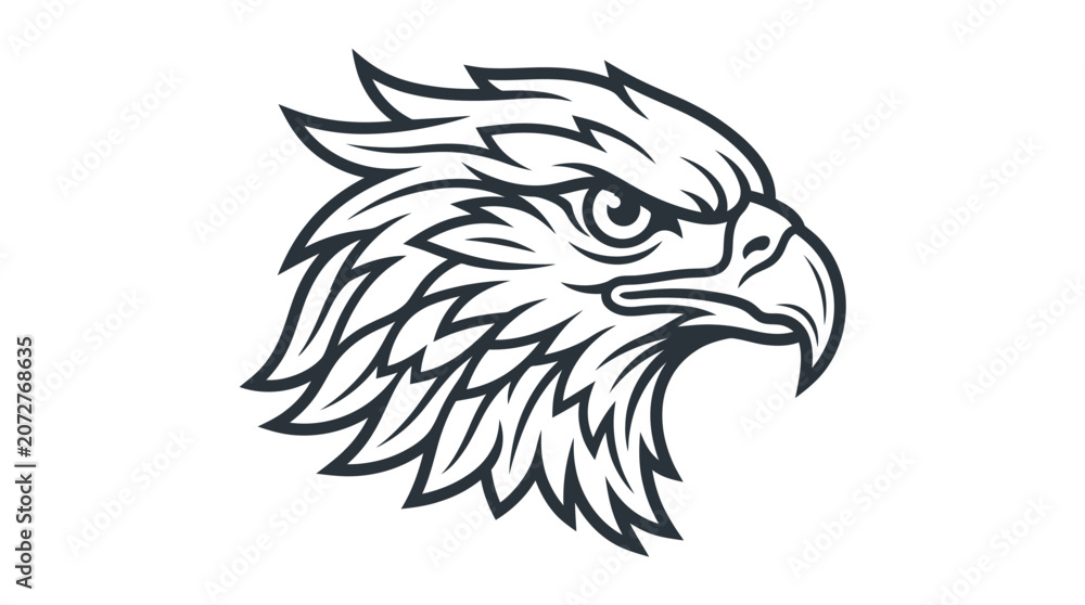 Fototapeta premium Detailed eagle head mascot emblem profile view