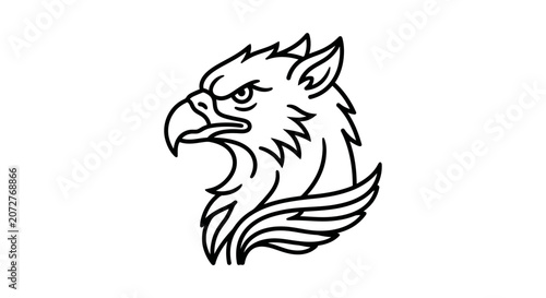 Eagle head profile line art icon mascot