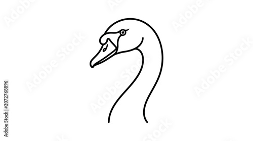 Elegant swan neck and head profile outline.