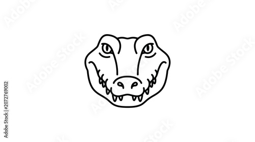 Front view alligator head outline vector design.