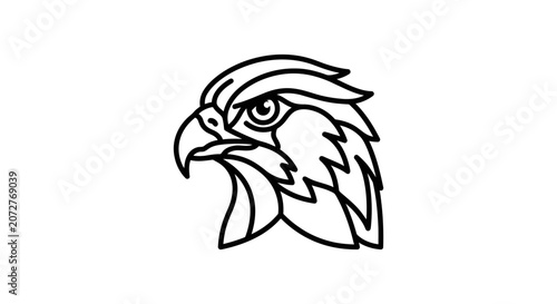 Geometric eagle head profile line art icon.