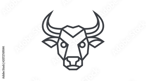 Geometric bull head line art vector icon design