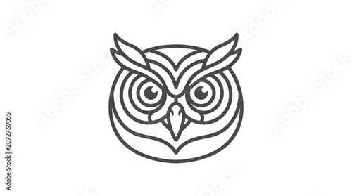 Geometric owl head logo line art.