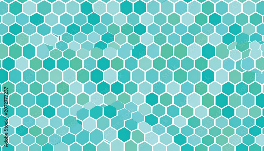 Obraz premium Teal Hexagonal Mosaic Pattern Background.