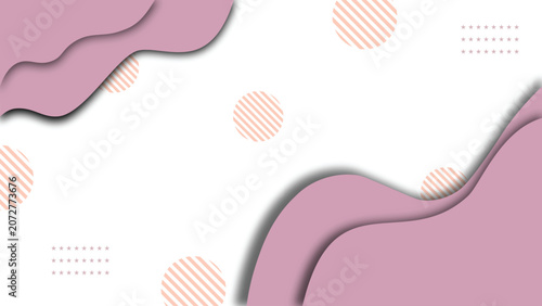 Abstract Background with Soft Pink Wavy Shapes and Geometric Striped Circles in a Minimalist Modern Style