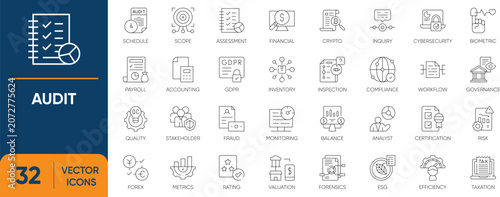 Schilderij op canvas Audit Icon Set