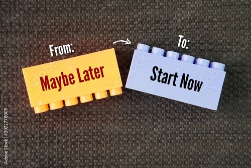 Canvastavla Two different ways of thinking to progress and succeed from Maybe later to Start now