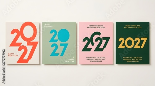 Bright 2027 calendar card designs with festive styles