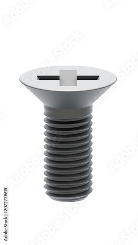 Metric Phillips Countersunk Screw Isolated 3D Render PNG