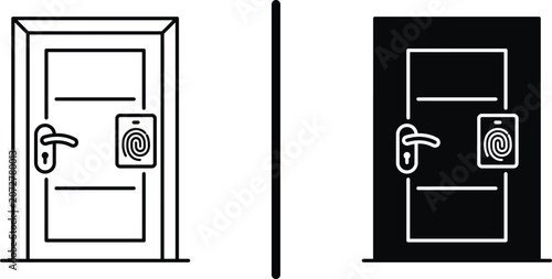 Canvastavla Biometric fingerprint door lock vector icon set